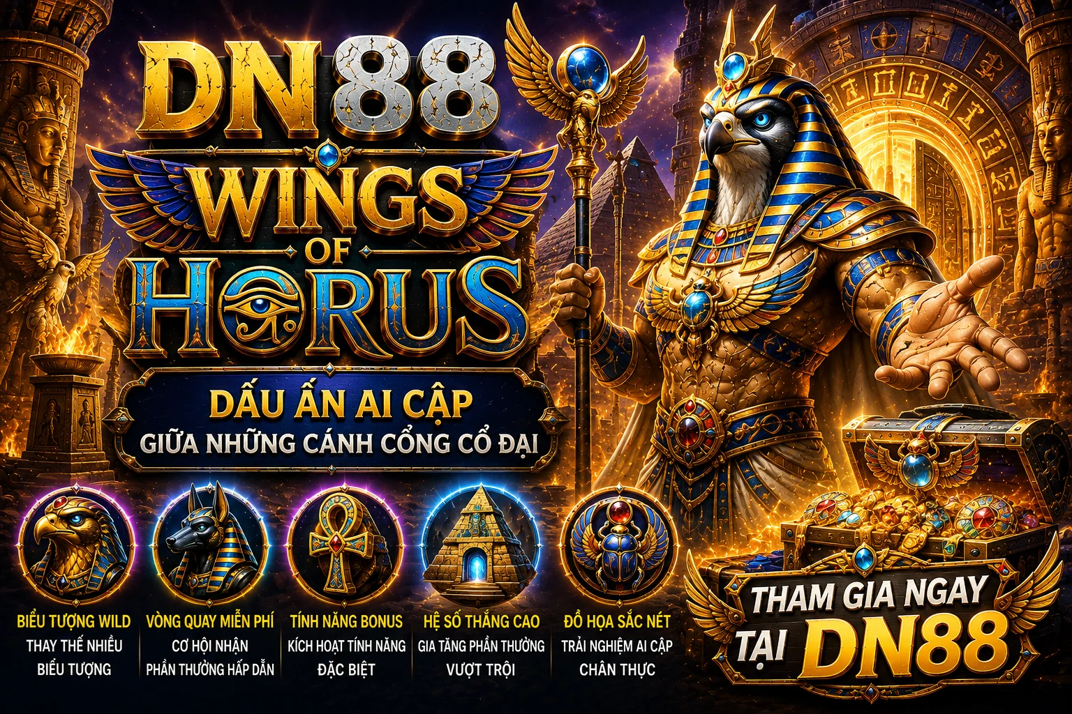 DN88 Wings of Horus giao diện trò chơi giải trí trực tuyến